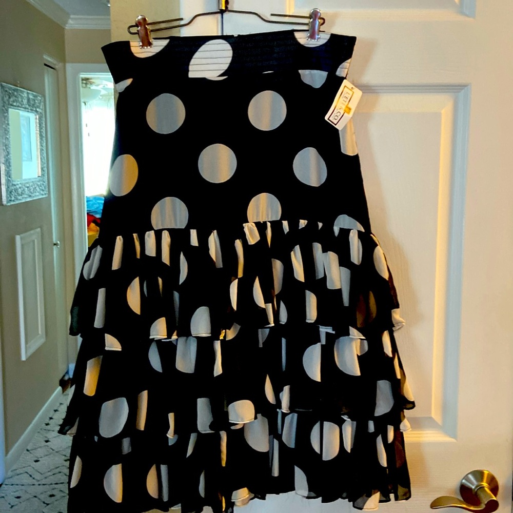 Designer TOV LA Polka Dot Flamenco ruffled tiered skirt - Sz. 6 NWT. Stunning!